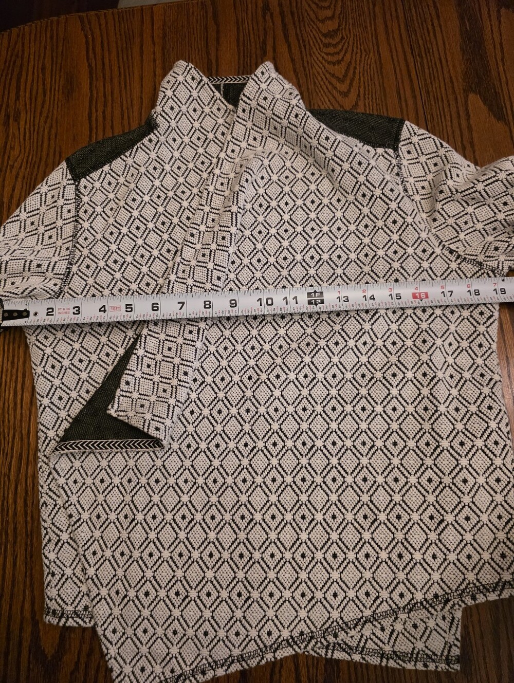 Tribal Jeans Black White Geometric Draped Waterfall Open Cardigan Sweater Med - Picture 9 of 11